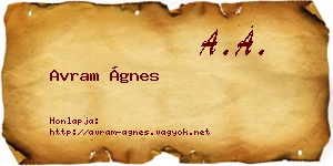 Avram Ágnes névjegykártya